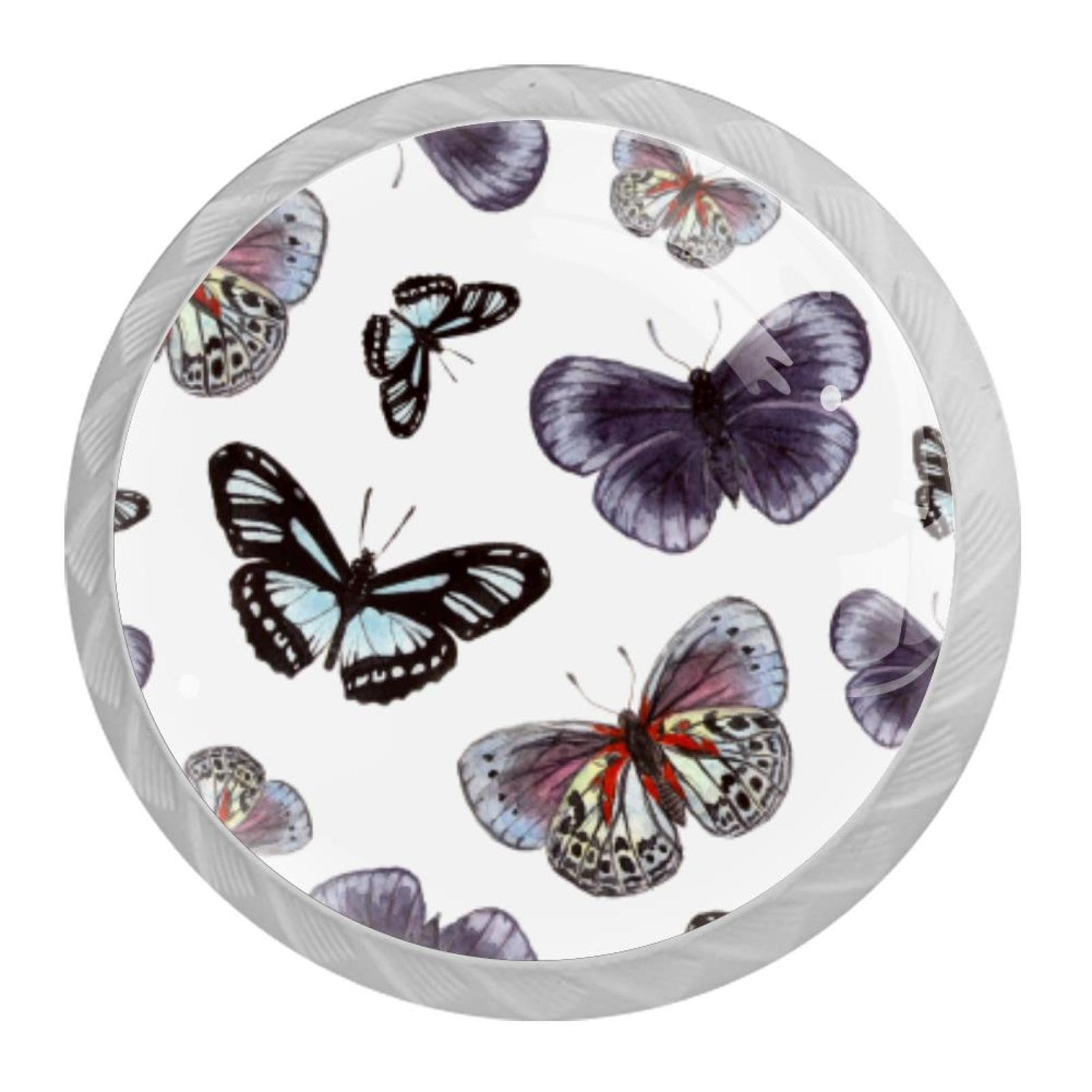 Tqmspg 4 Pieces Drawer Pulls Butterflies Door Knobs Dresser Handles for Kitchen Wardrobe Cupboard Hardware Furniture