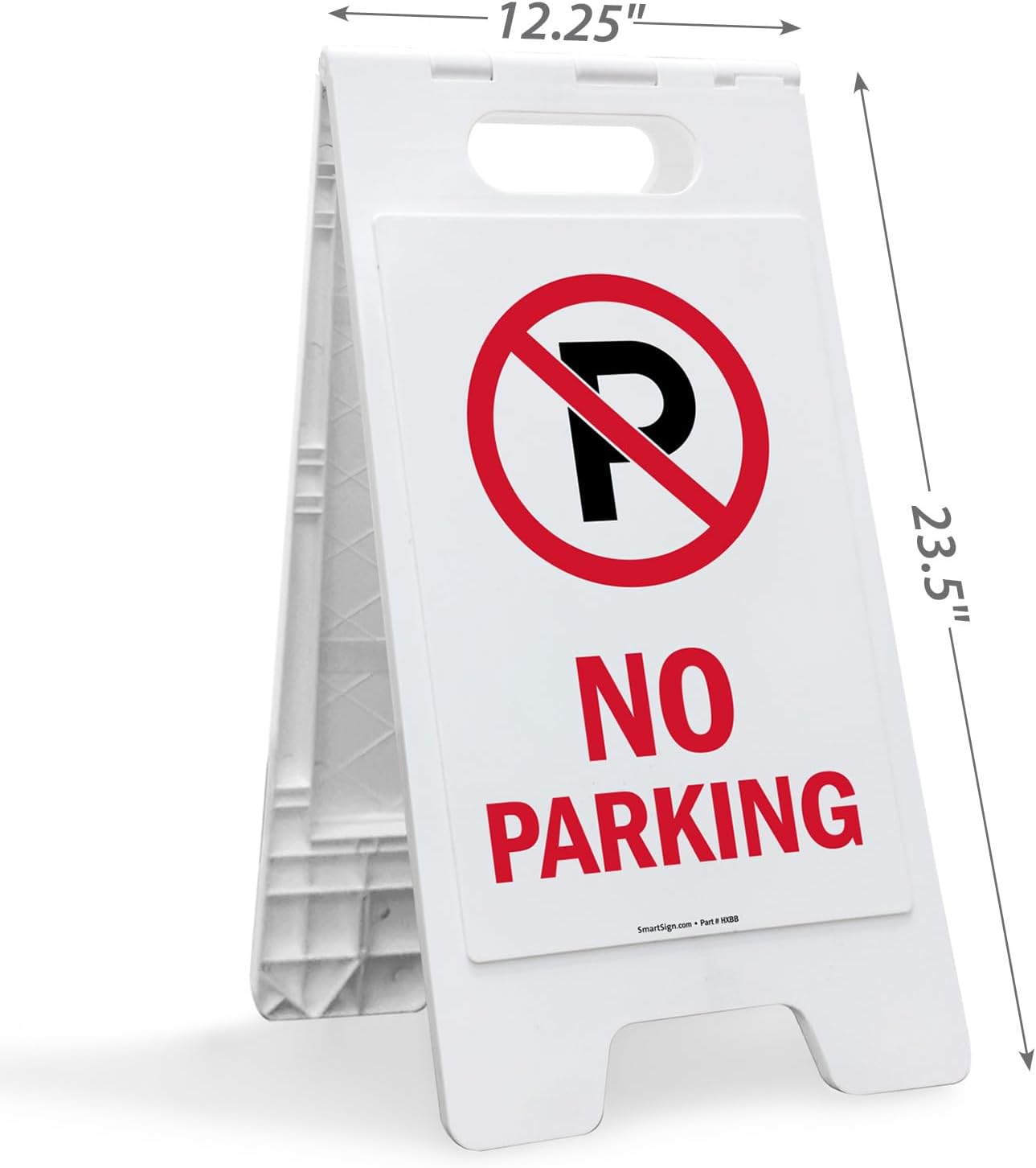 SmartSign 25 x 12 inch “No Parking” with Symbol Two-Sided Folding Floor Sign, Digitally Printed Plastic, Red, Black & White