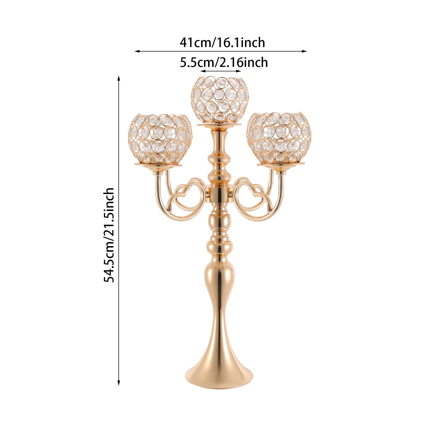 4 Set 5 Arm Candelabra Candle Holder Gold Tabletop Candelabra Centerpiece 21.5