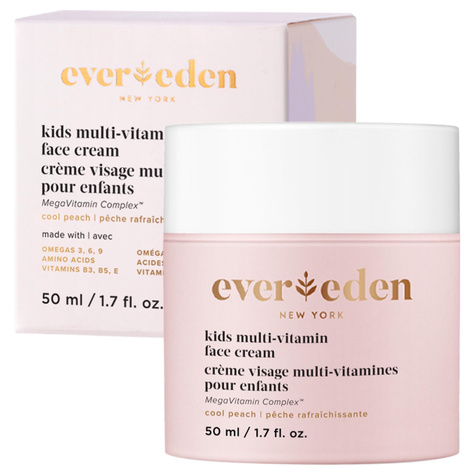 Evereden Kids Face Cream: Cool Peach, 1.7 oz. | Plant Based and Natural Kids Skin Care | Non-toxic and Organic Ingredients | Multi-Vitamin Skin Care for Kids