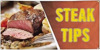 Vinyl Banner Multiple Sizes Steak Tips Outdoor Advertising Printing Restaurant & Food Outdoor Weatherproof Industrial Yard Signs Brown 8 Grommets 48x96Inches