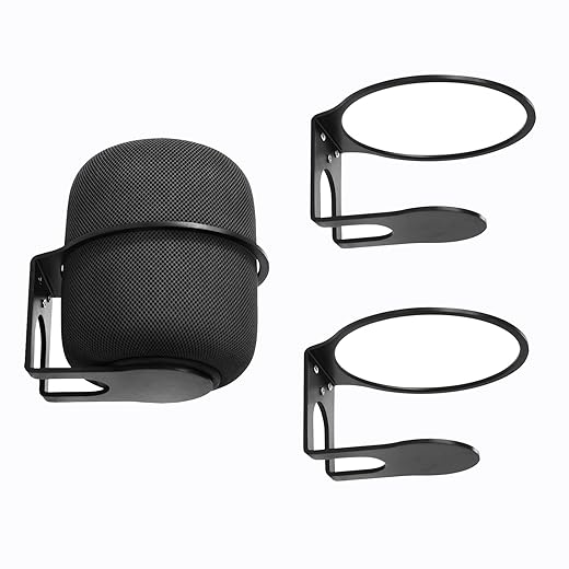 Yaslayp 2 PCS Wall Mount Bracket for HomePod 2nd Generation,Compatible with Apple HomePod 2nd Generation Speaker Wall-Mounted Sturdy Metal Mount (Black+Black)