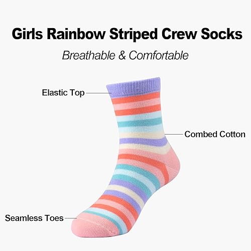 Miniatura 3 de EPEIUS Paquete de 5 calcetines sin costuras con rayas arcoíris para niñas Arco iris