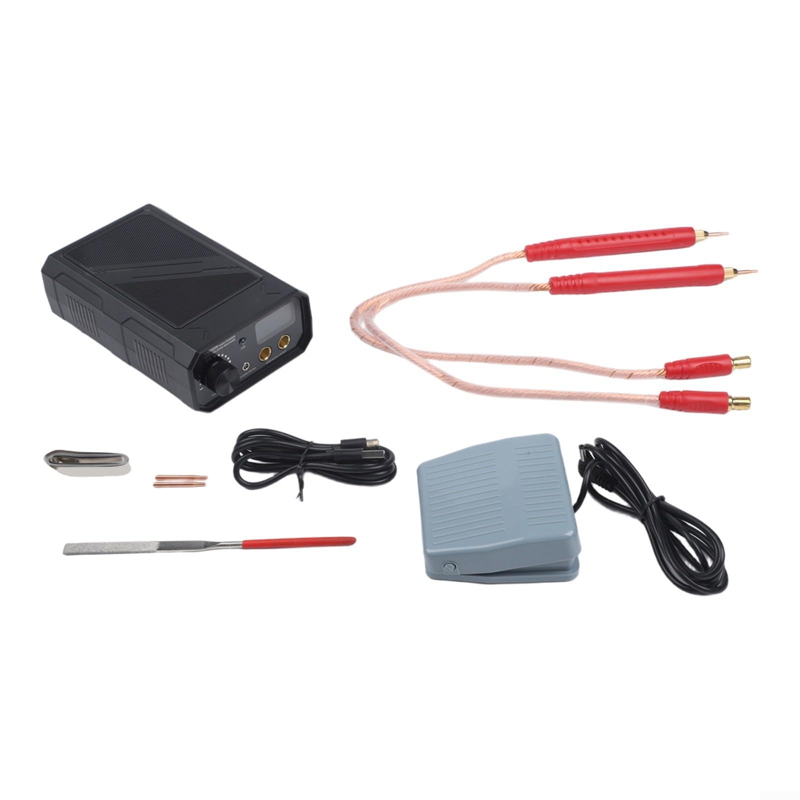 TK-20P Lot de 2 soudeurs par points portables 10 000 W à double impulsion avec affichage LED, contrôle automatique et manuel, pédale pour réparation de batterie