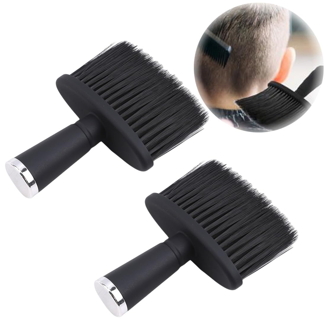 2 Pezzi Pennello da Barbiere,Pennello da Barbiere per Pulire il Collo,Pennello Collo per Parrucchieri,Barbiere Collo Spolverino Pennello Spolverino Morbido Pennello pennello tinta capelli (nero)