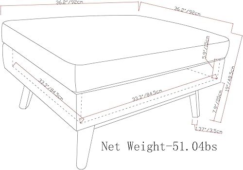 Miniatura 281 de SIMPLIHOME Owen - Bandeja rectangular moderna de mediados de siglo de 34 pulgadas de ancho, otomana pequeña para almacenamiento de mesa auxiliar, en