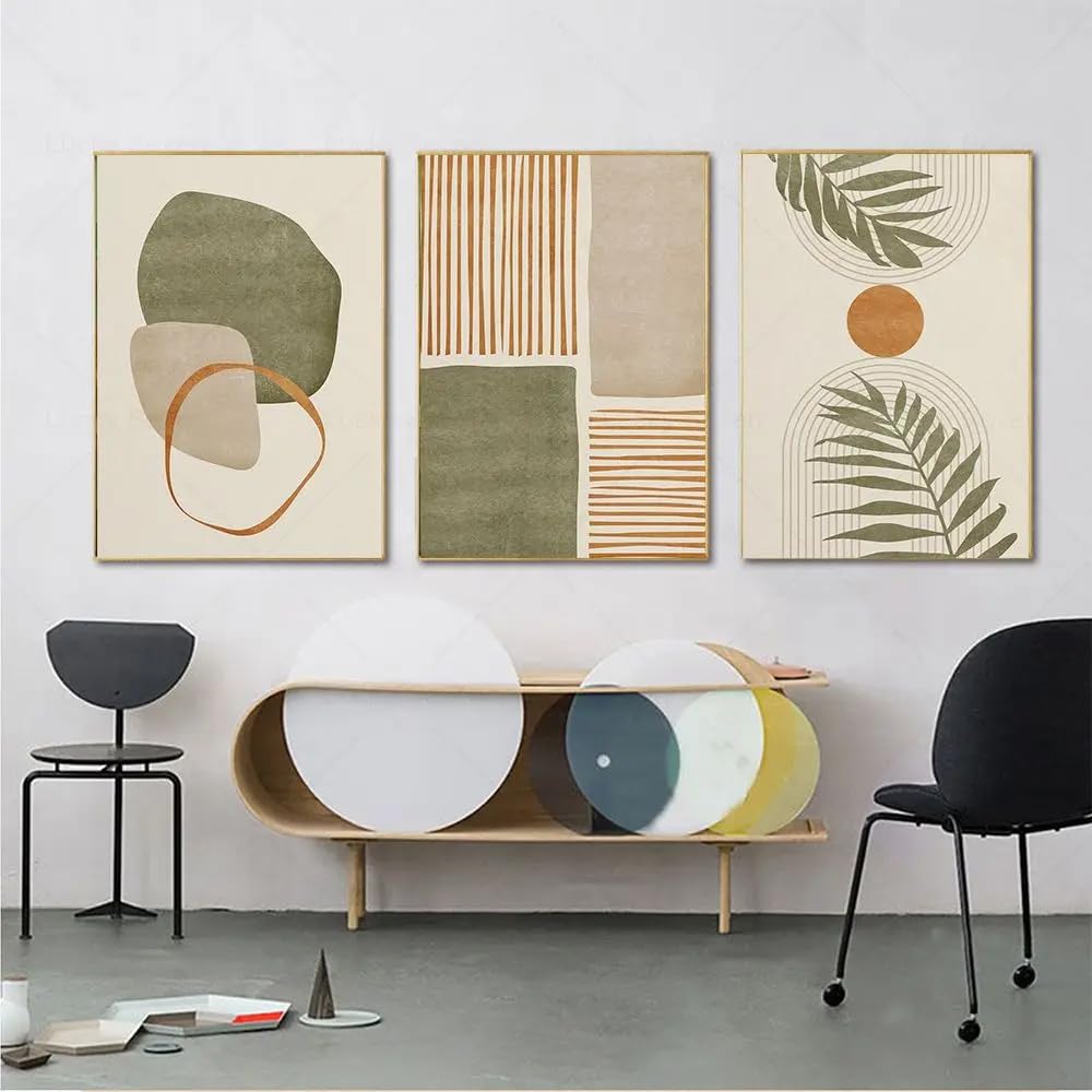 CLJKDX Abstract Green Plant Tropical Leaves Wall Art Canvas Painting Mid Century Poster Print Wall Picture for Living Room Home Decor-40 * 60cm*3PCS (No Frame)