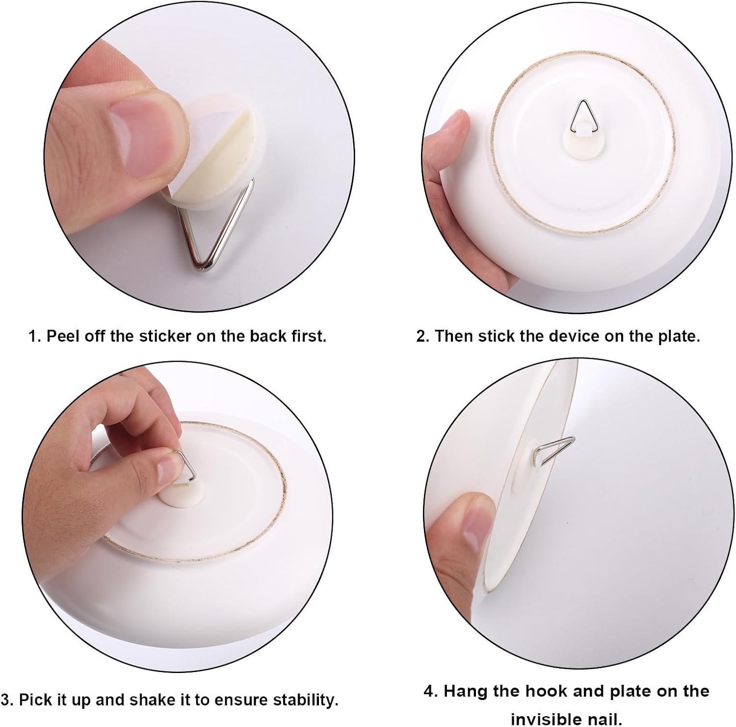 30pcs Adhesive Wall Plate Hangers, Invisible Vertical Plate Holders for Display 0.83 Inch Strong Adhesion Picture Hangers for Decoration Wall Art