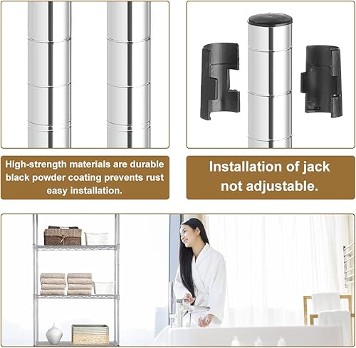 Miniatura 4 de Estantería de alambre, estante de metal de 5 niveles con patas niveladoras, estantes de almacenamiento de 24 pulgadas de largo x 14 pulgadas de