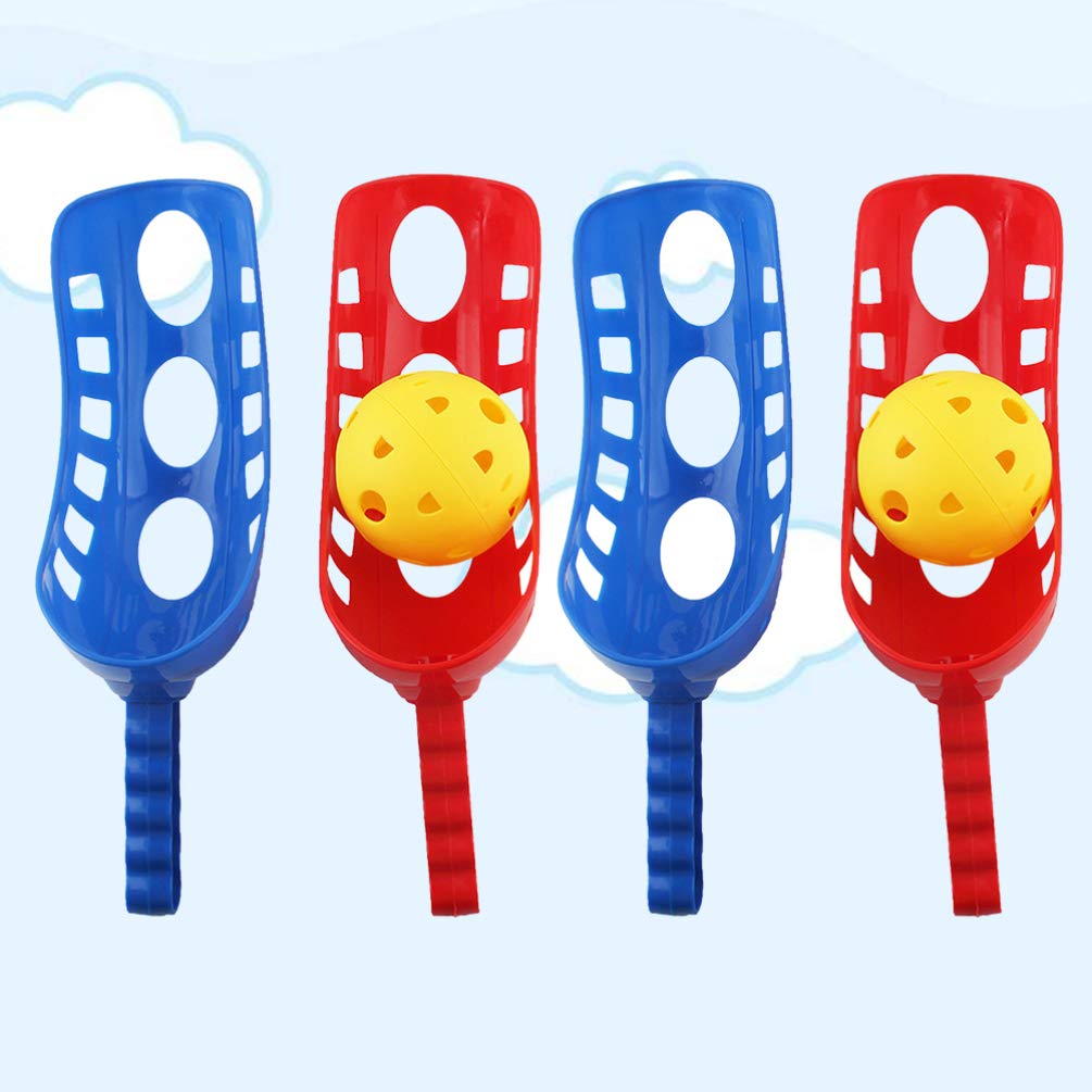 CLISPEE Kids Scoop Ball Outdoor Games, Toss and Catch Game Set Includes 4 Scoops and 2 Balls for Children Adults Outdoor Garden Backyard Play Activity (Random Color)