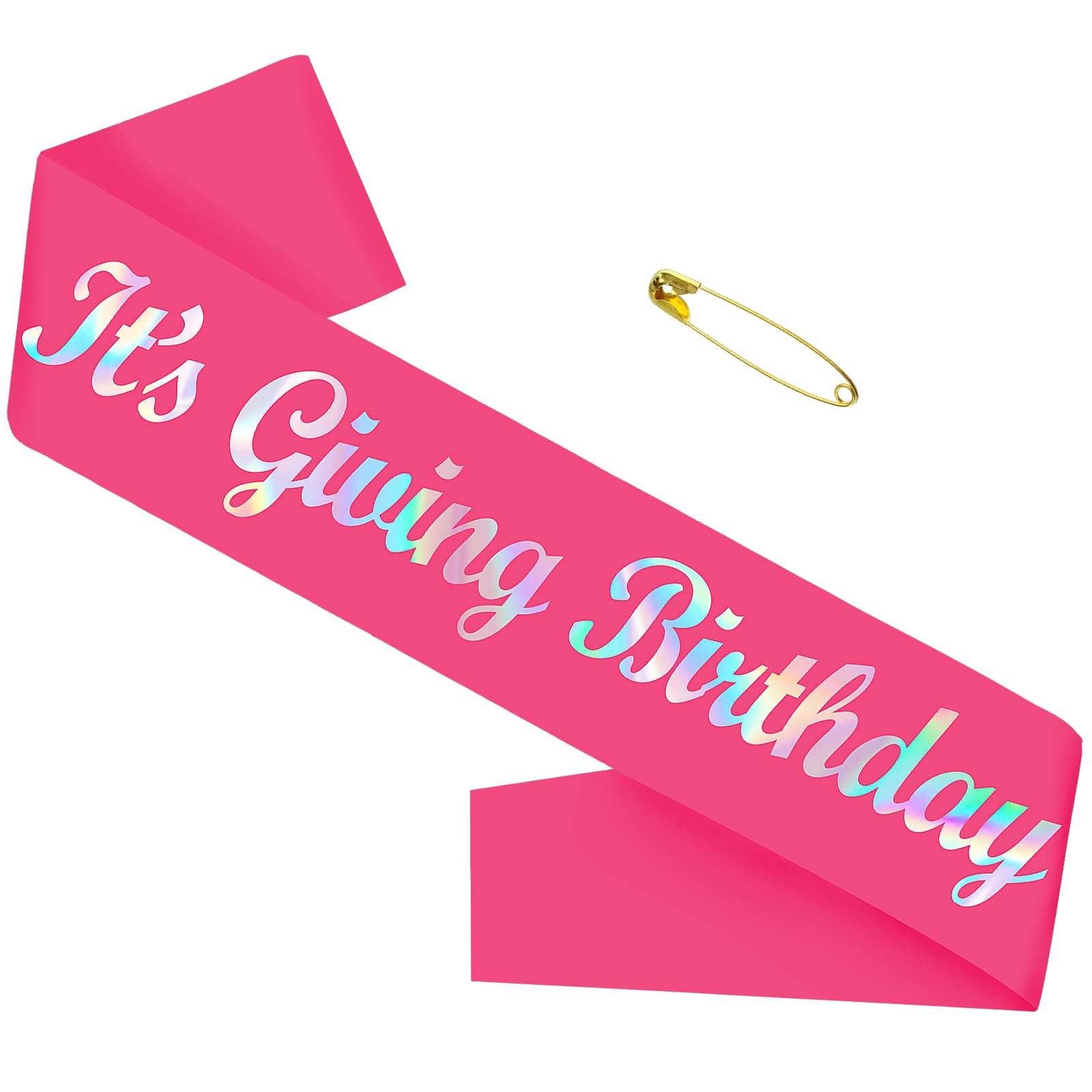 SKJIAYEE It's Giving Birthday Sash with Iridescent Foil, Fun Hot Pink Birthday Sash Decorations for Girls Women 16th 18th 21st 30th 40th 50th 60th or