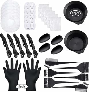 47 Piece Hair Coloring Kit - DIY Salon Dye Tools with Tinting Bowl, Dye Brush, Ear Cover, Gloves, Hair Dryers