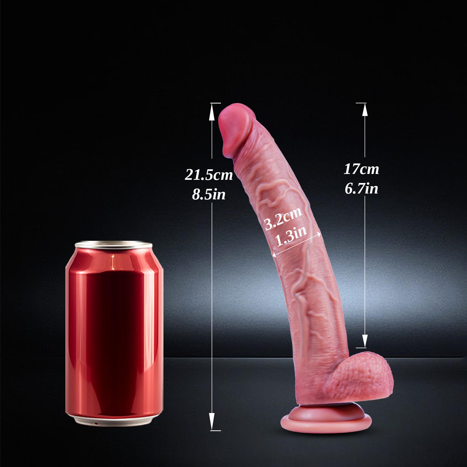 Dildo anale in silicone morbido da 21,5 cm con ventosa per principianti, piccolo dildo realistico per punto G, giocattolo per adulti con strap-on compatibile con plug vaginale/anale per uomini e donn