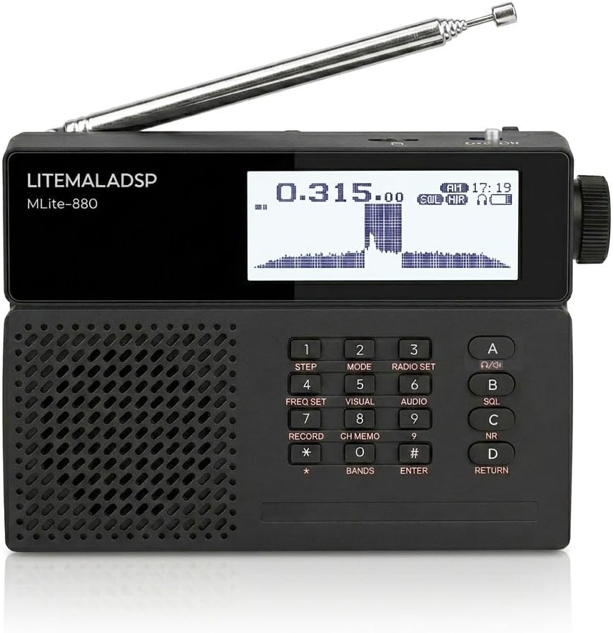 2026 Upgraded MLite-880 Portable All-Band DSP/SDR Radio Receiver, V2.1.0 Shortwave Radio with Spectrum Display, 5000mAh Battery & Bluetooth