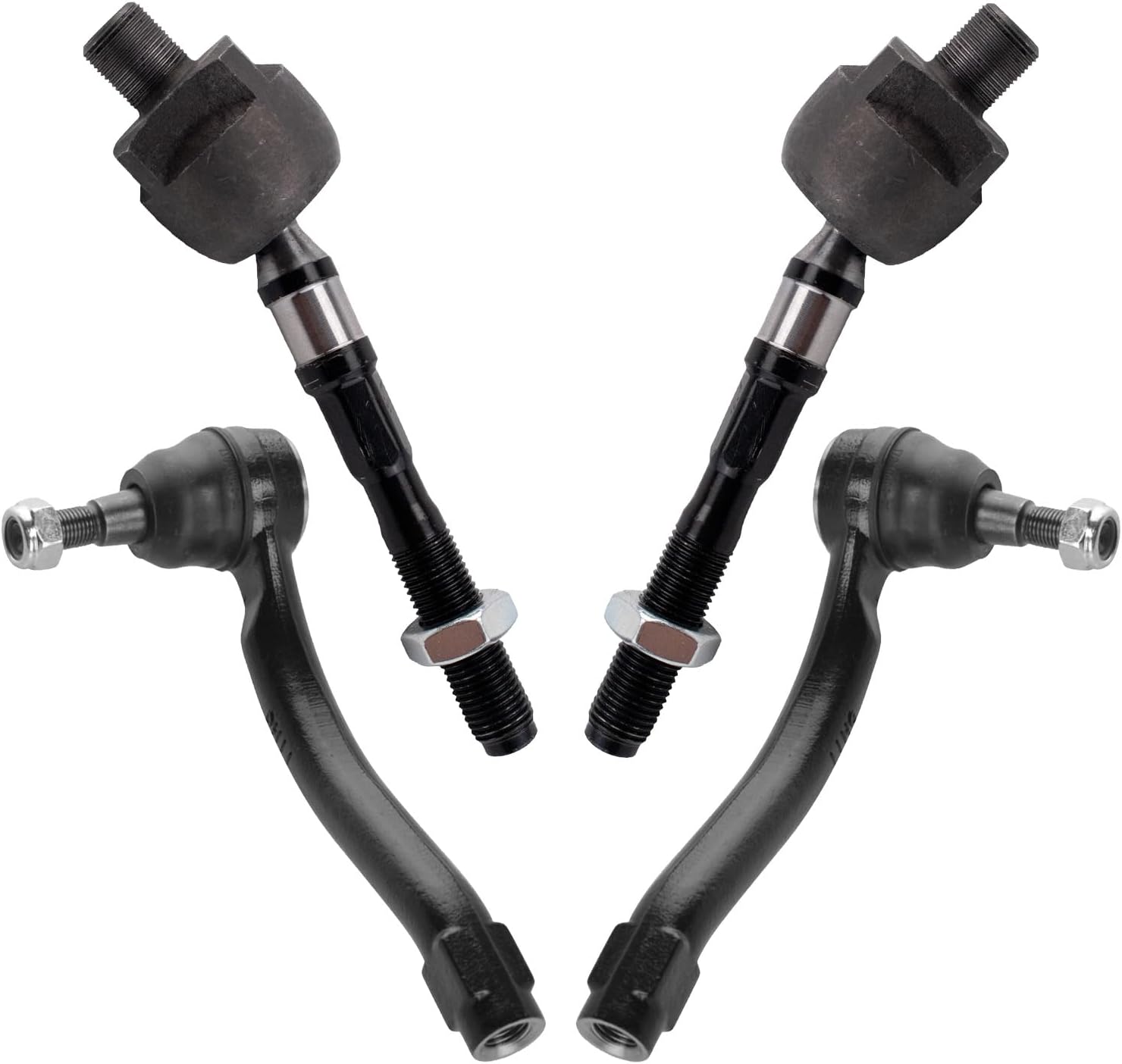 TRQ Front Inner and Outer Tie Rod Set Compatible with 2011-2012 INFINITI G25 G37 2015 Q40