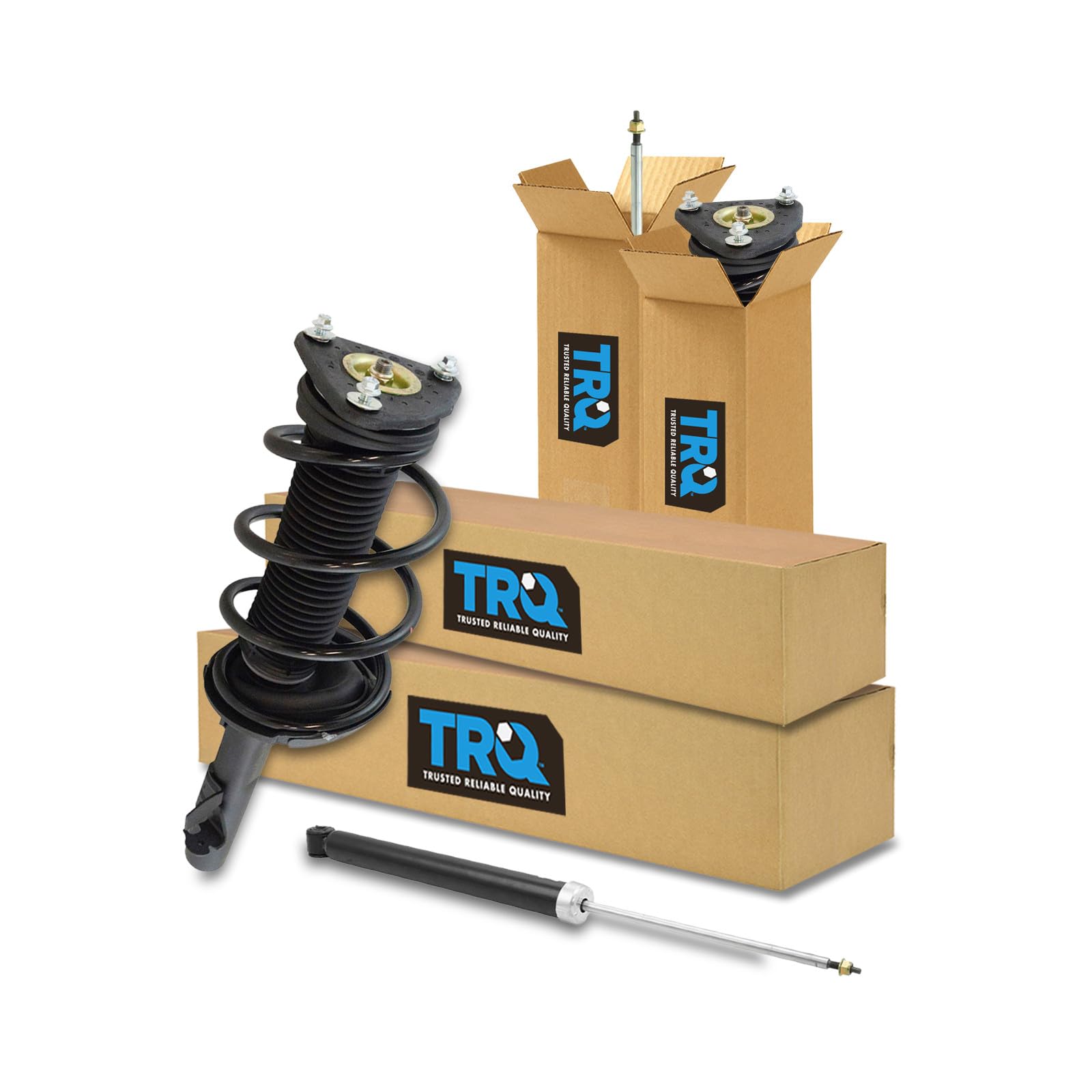 TRQ Front and Rear Complete Strut Assembly &amp; Shock Absorber Kit Complete Strut &amp; Coil Spring Assembly Compatible with 2013-2019 Ford Escape