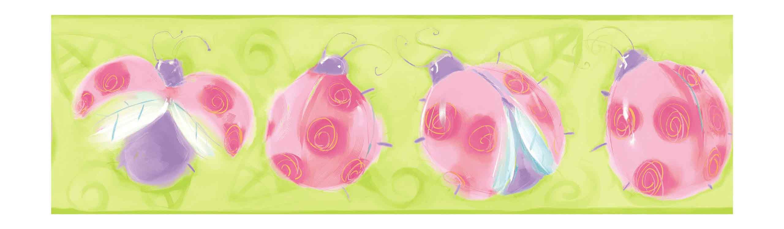 Bordure Jelly Bug coccinelles York revêtements pour raviver un mur blanc uni