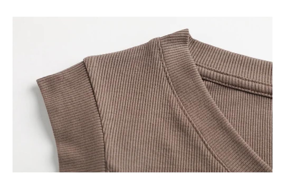 Canottiere da donna Primavera Estate Canotte Tinta unita Top stretto senza maniche con scollo