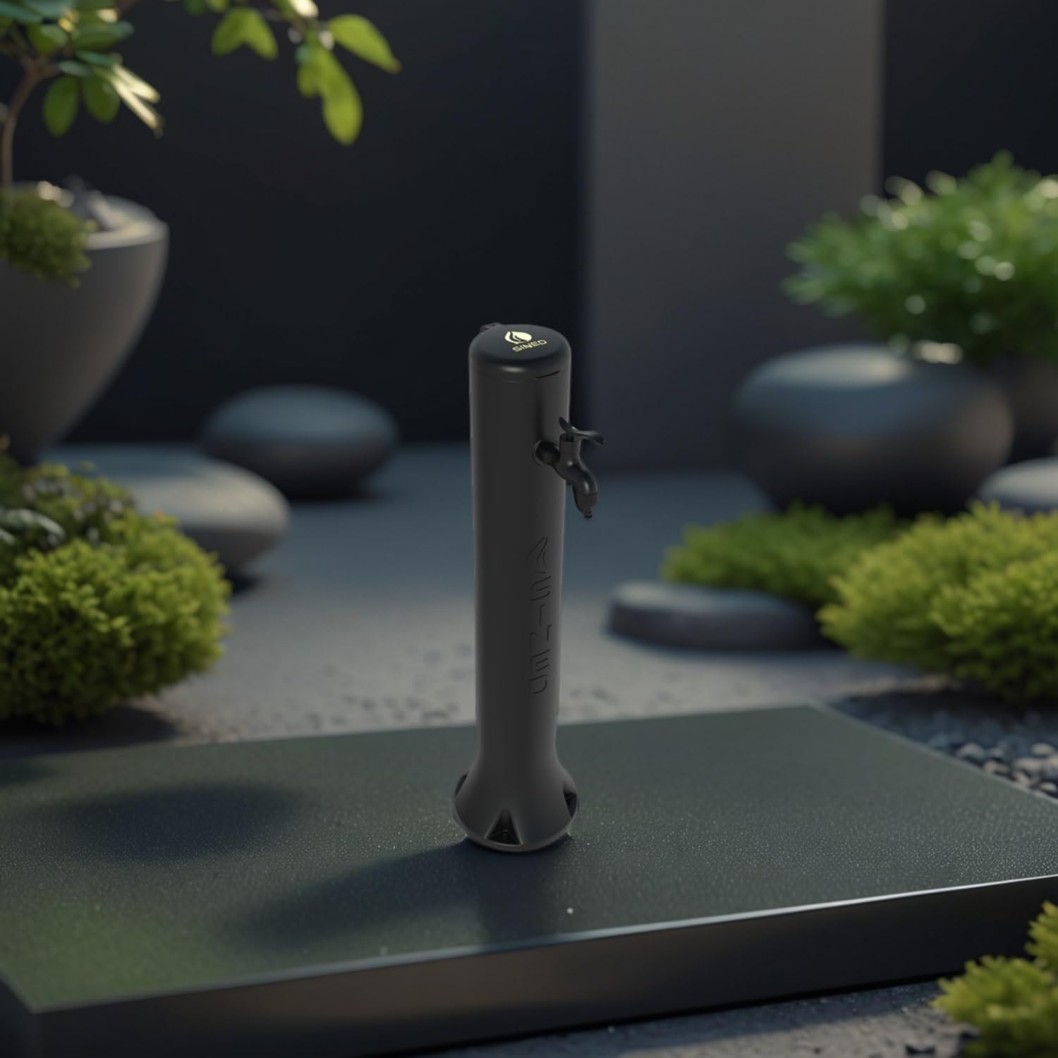 Sined Tritone Fontanella da Giardino in Hdpe con Predisposizione per Attacchi Rapidi Nera Altezza 100 Cm Realizzata in Hdpe