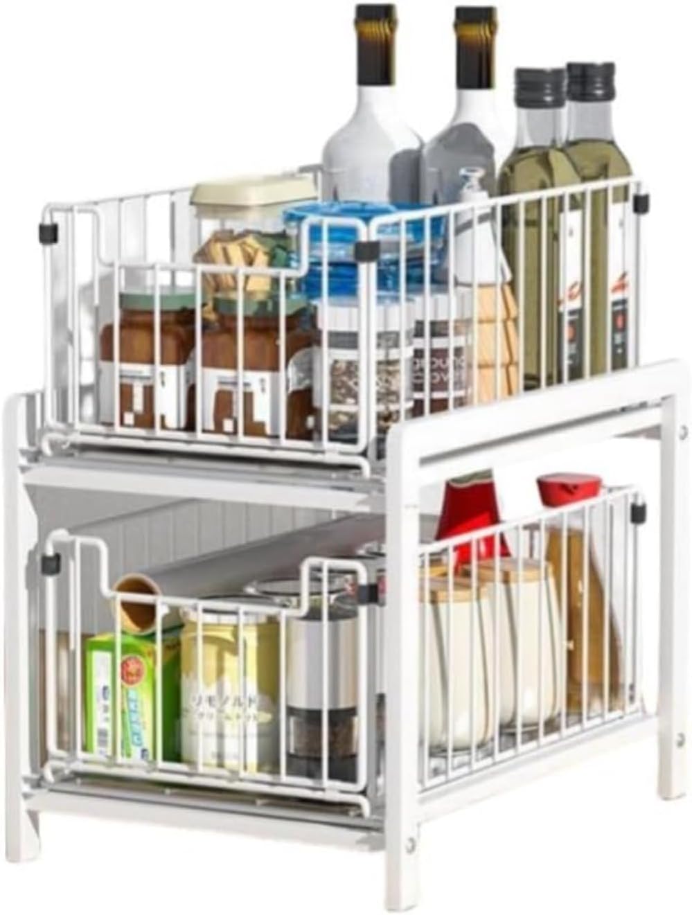 キッチン・バスルーム収納ラックシンク下ラック 収納 スライド 幅27&times;奥行37&times;高さ38.5cm 大容量 引き出し 2段 キッチン収