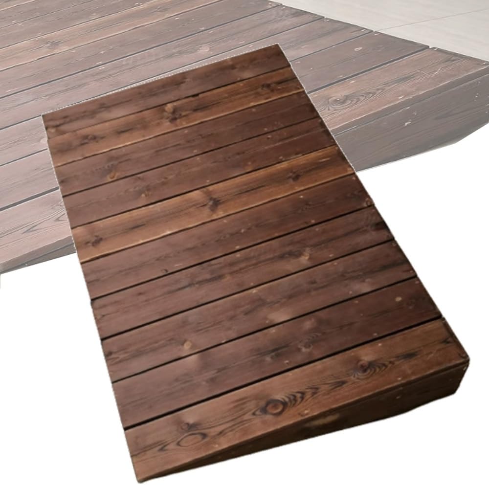 Rampa De Bordillo De Madera Rampa De Umbral Portátil 10/18/20/25/30cm Altura, Rampa De Entrada Antideslizante para Escalones Entrada/Scooter/Sillas De Ruedas(60x70x18cm/24x28x7in)