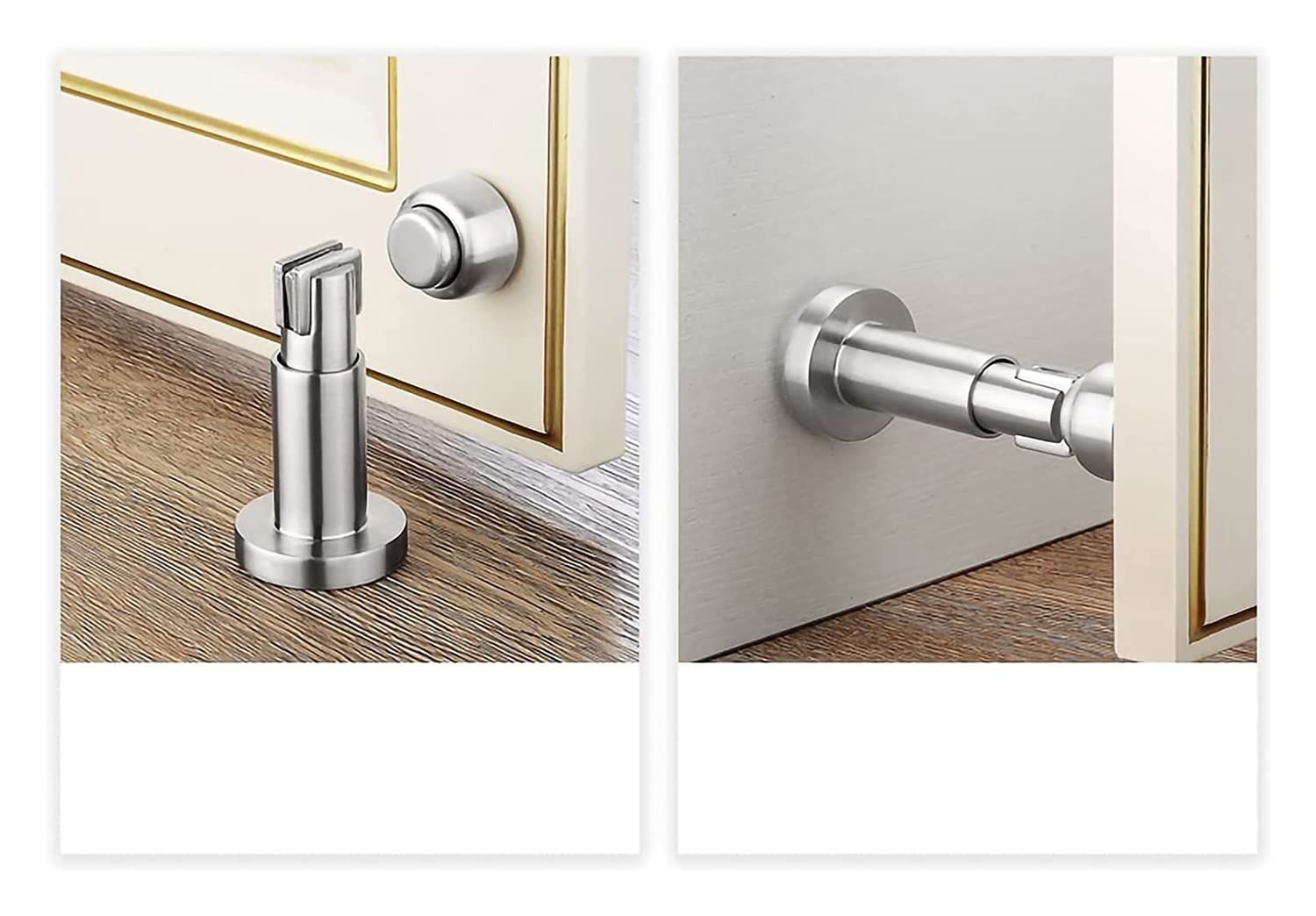tope de puerta, Tope de puerta magnético altura ajustable, soporte acero inoxidable con montaje en pared y suelo