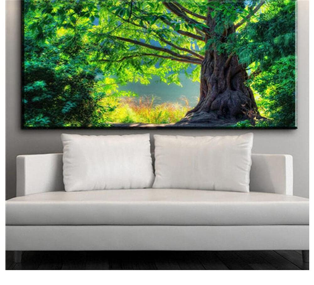 Kit peinture diamant 5D paysage naturel arbre vert grand format 24x72