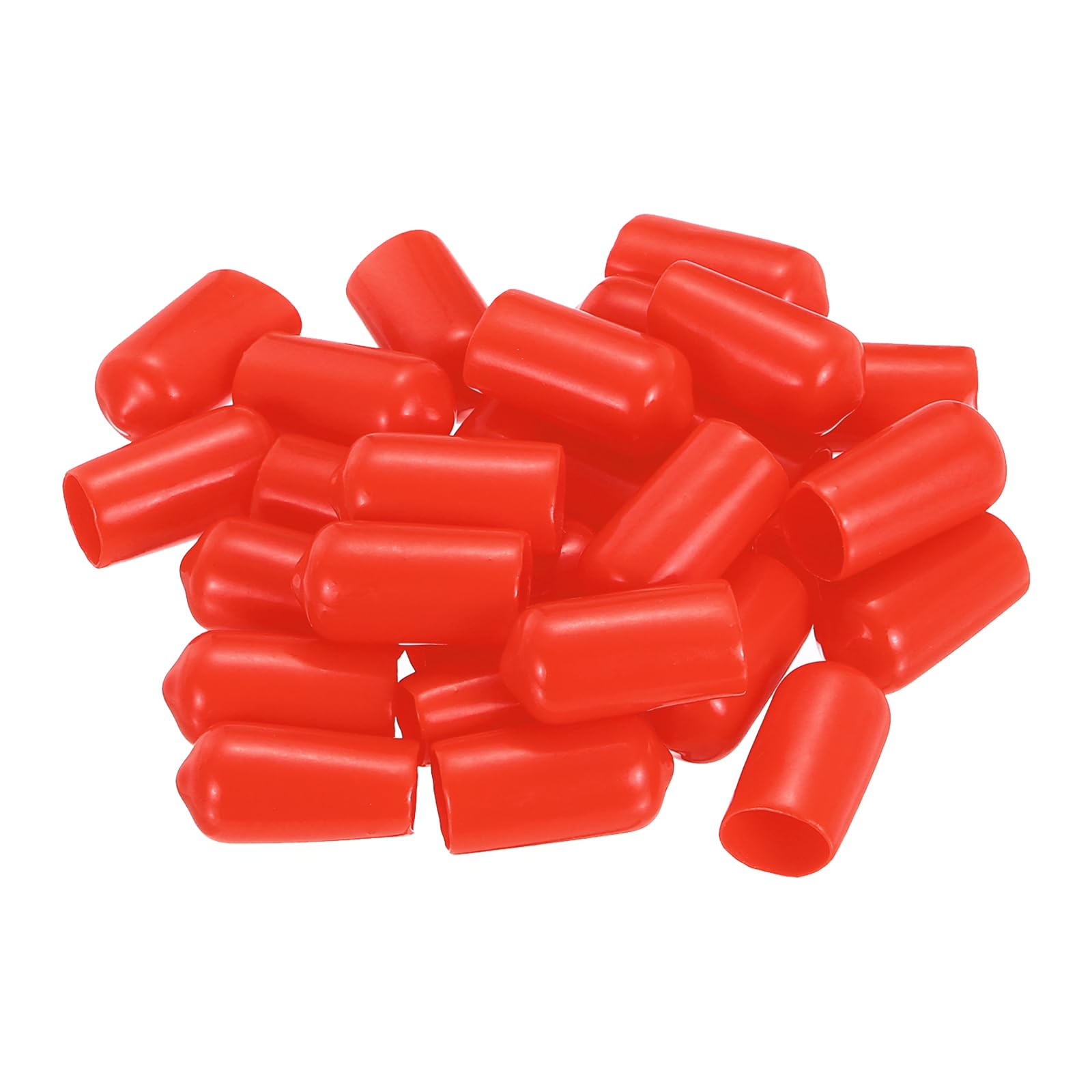 sourcing map 28Pcs Rubber End Caps, 11mm(7/16") ID 22mm(7/8") Height Round Screw Thread Protectors Flexible Screw Bolt Covers Caps for Metal Tube Rod Bolt, Red