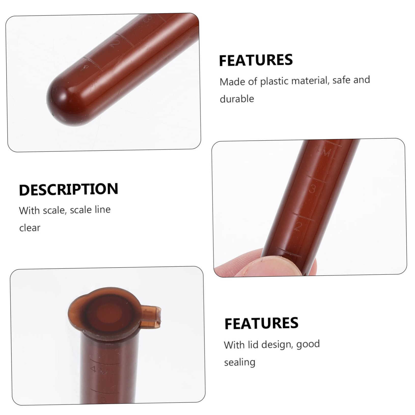 Provette Centrifuga 5ml Marroni Graduate in Plastica 300 Pezzi | Fondo Rotondo Coperchio Integrato, Scala Graduata per Uso Biologico e Laboratorio