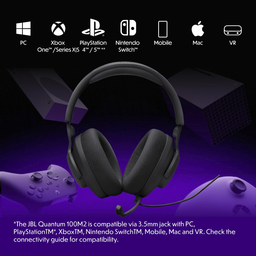 Cuffie JBL Quantum 100M2 Cablate Giochi Omnidirezionale Mute - Dettaglio