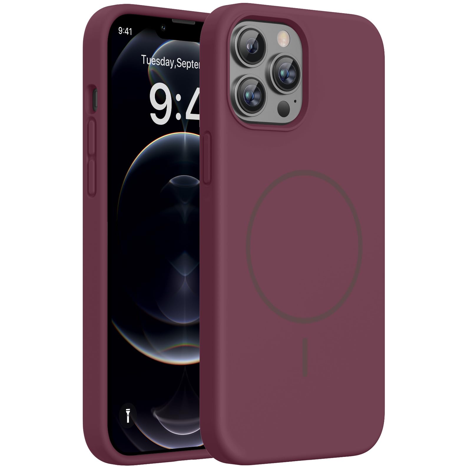Miracase Silicone for iPhone 12 Pro Max Case, Wine Red