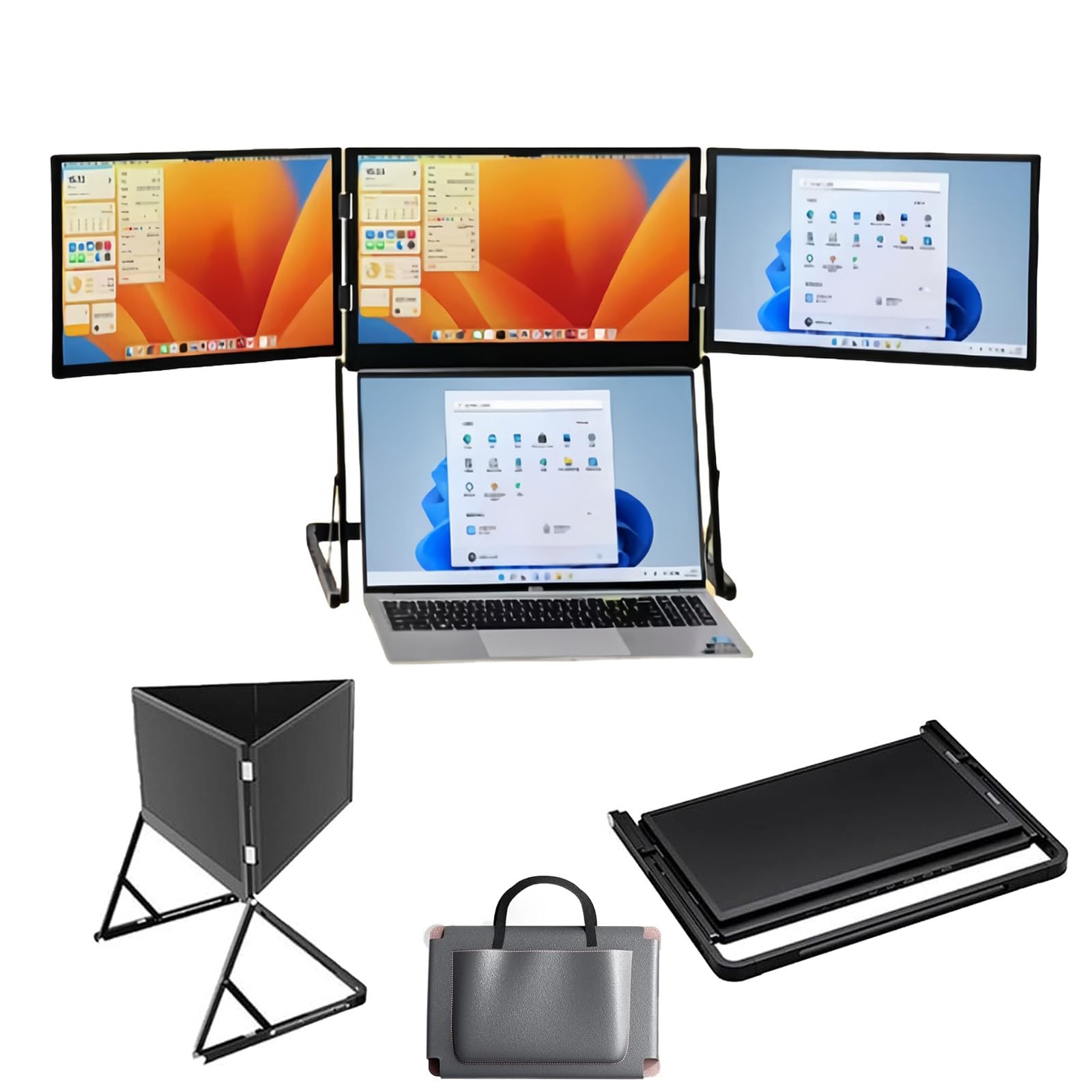 Monitor Portatile Per Laptop 15.6Pollici, Ultrasottile E Ultraleggero Triplo Schermo PC Portatile, FHD 1080P Portable Monitor,Per Giocatori e Programmatori