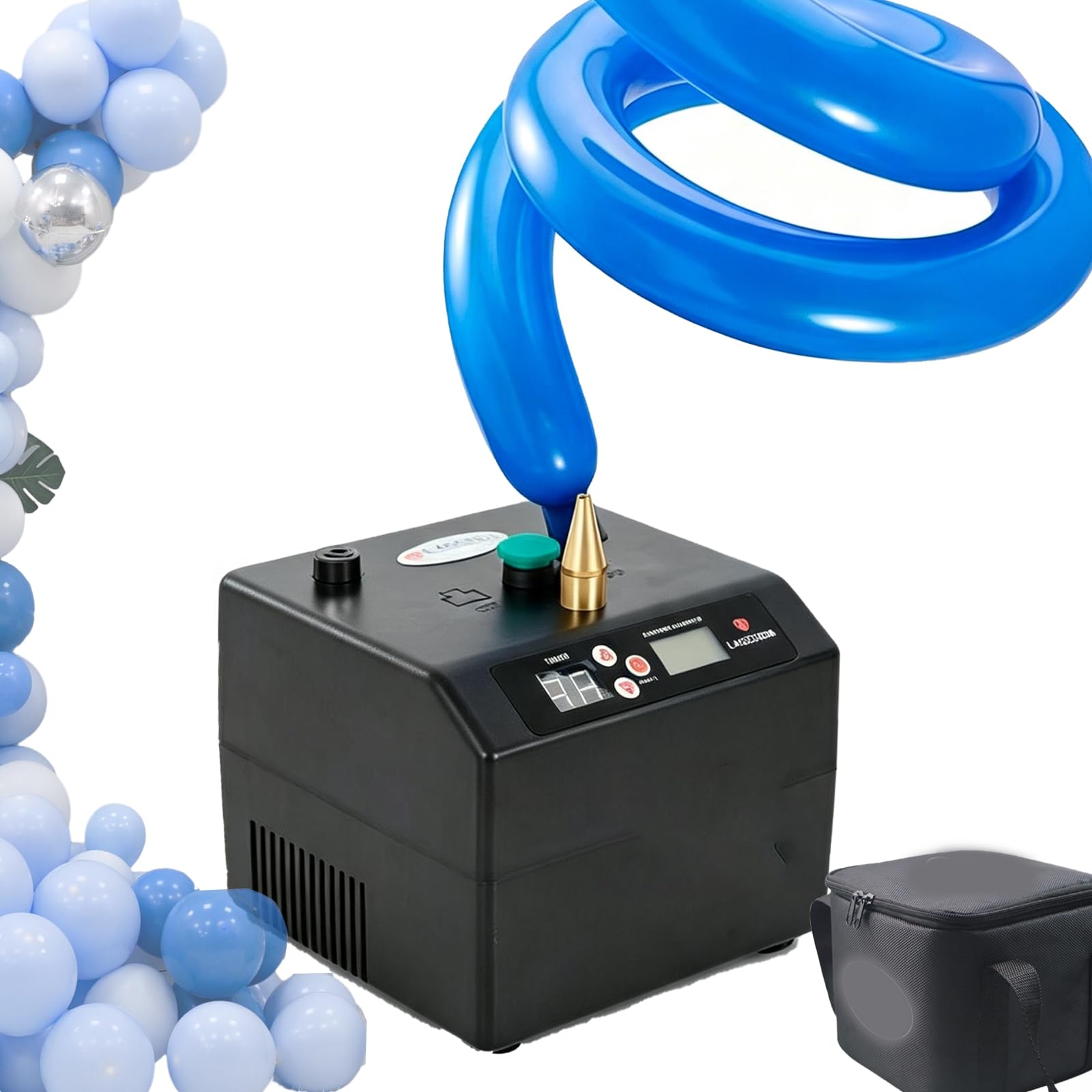 Kompakte Ballonpumpe mit 6600mAh Batterie, leiser elektrischer Inflator für 160/260 Lange und 5 Zoll runde Ballons, digitaler Timer und Twist Counter für Party Dekorationen und Events