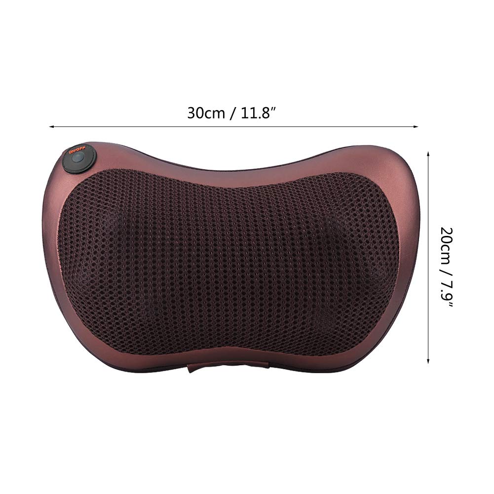 Massagekissen,12V Auto 8 Knetwalzen Heizung Nacken Schulter Rückenmassage Kissen Kissen Shiatsu(coffee)