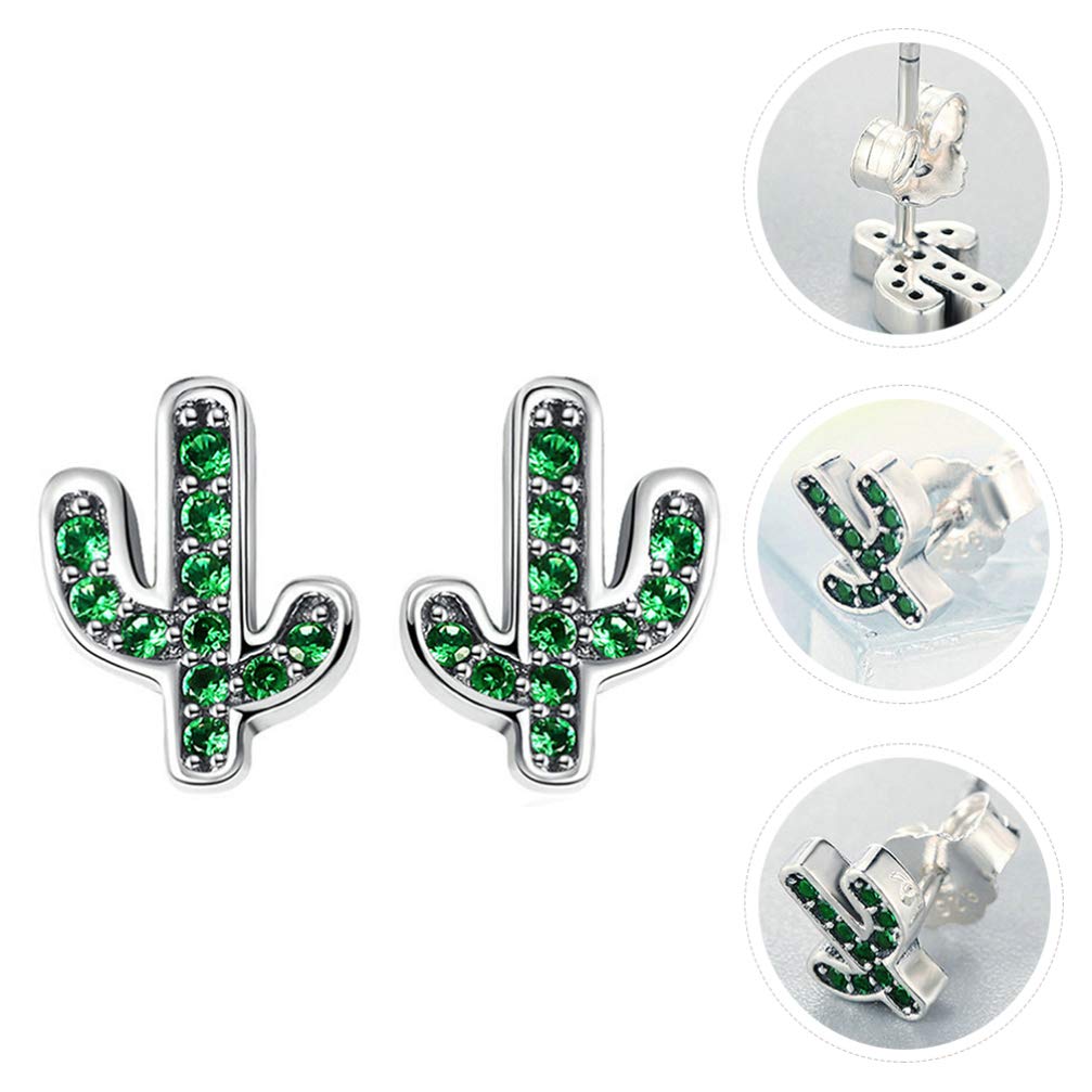 HLTYGWX Orecchini in Argento Sterling con Decorazioni di Piante da Donna Orecchini a Bottone con Strass Orecchini a Bottone Lucidi per Donne e Ragazze