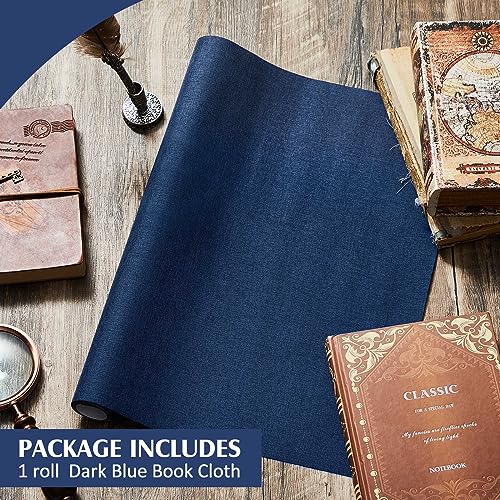 Tela para encuadernación de libros, 40 x 16 pulgadas, superficie de tela con respaldo de papel, cubierta archivística europea duradera y resistente para libros, álbumes y scrapbooking (azul oscuro) miniatura 3