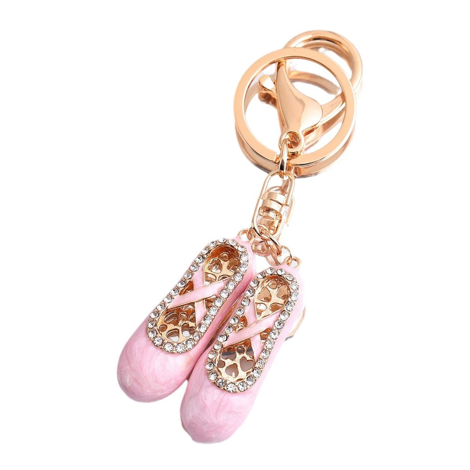 Arfuka Unisex Pink Enamel Ballerina Shoes Keyring Keychain For Women Girls - Cute Bag Charms, Purse Accessories, Backpack Pendants, Kawaii Gifts, Handbag Décor