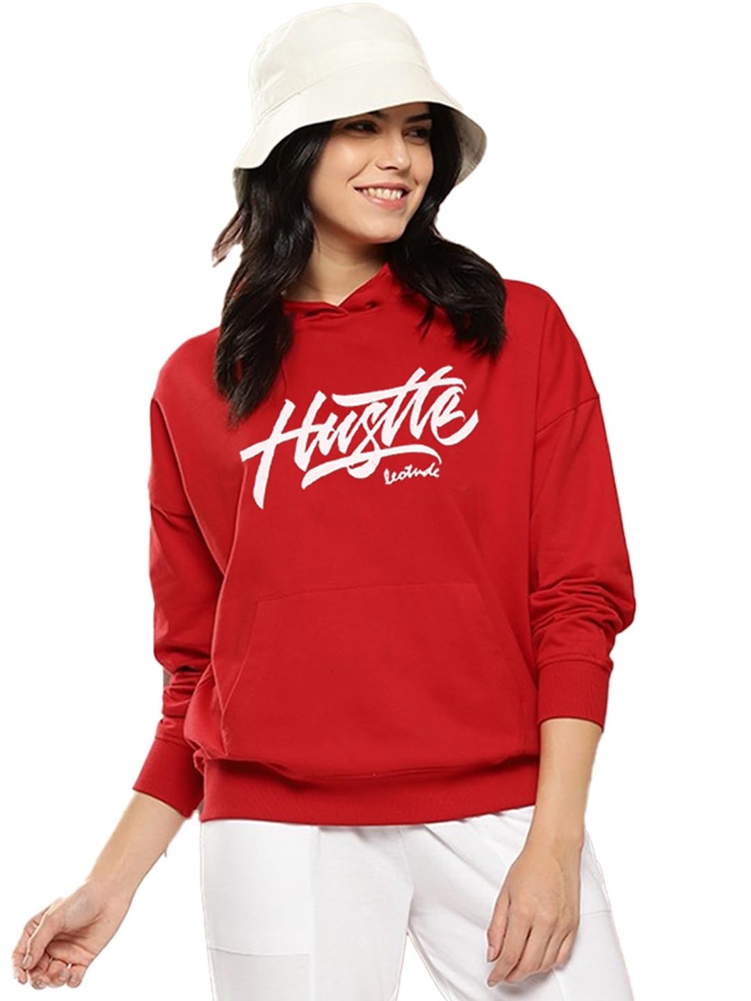 leotude Women Printed Loose Fit Red Hoodies Material Loopknit-picture-35
