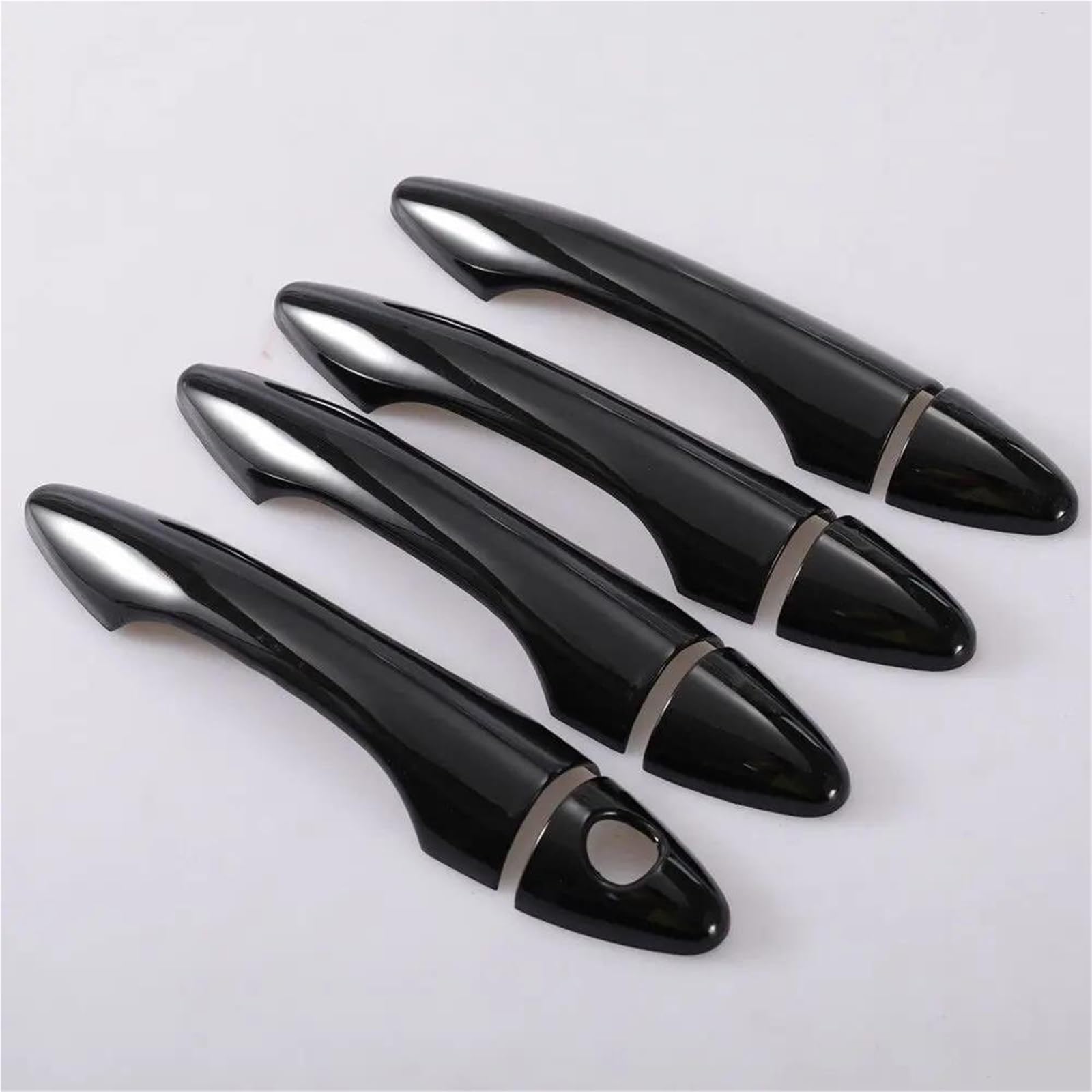 Piwine Type A Carbon Fiber Gloss Black Chrome Car Door Handle Cover Bowl Sticker Styling For Hyundai For Tucson Ix35 2009-2014(Type A)