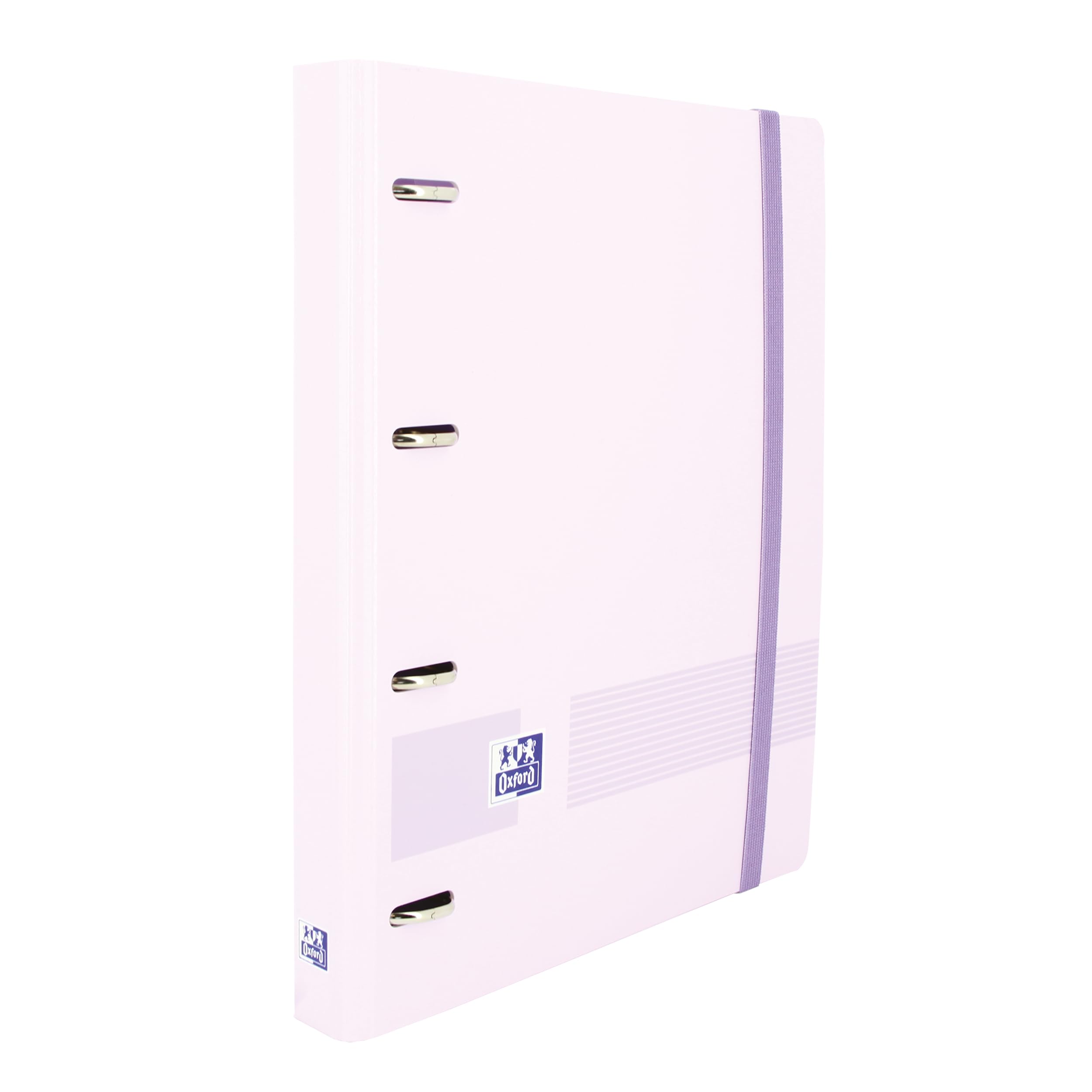 Oxford Live & Go, A5 4-Ring Binder with Polyfoam Plastic, Rubber Closure, Includes Dots Refill and Sticker Sheet, Pastel Mauve