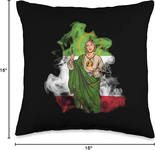 Miniatura 4 de San Judas Tadeo. Almohada con bandera de México, 16 x 16 pulgadas, multicolor