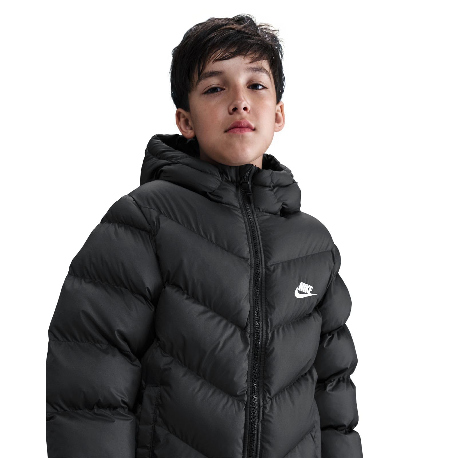 Nike Dziecięca kurtka puchowa K Nsw Tf Adp do połowy uda, czarna/biała, 158/170