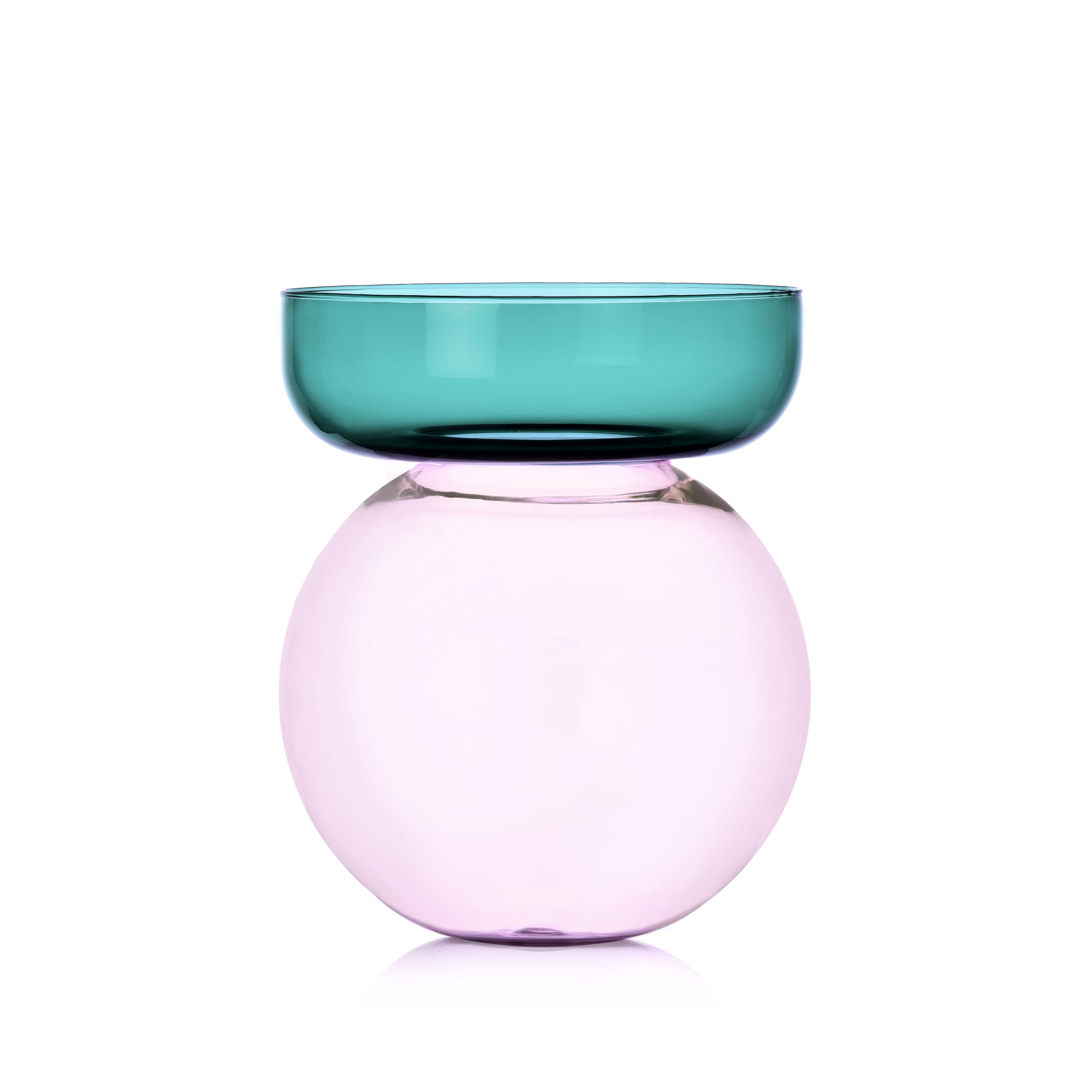 Ichendorf Milano Aura Collection Cylindrical Vase, Petroleum and Rose, H25 cm, Borosilicate Glass, Handmade