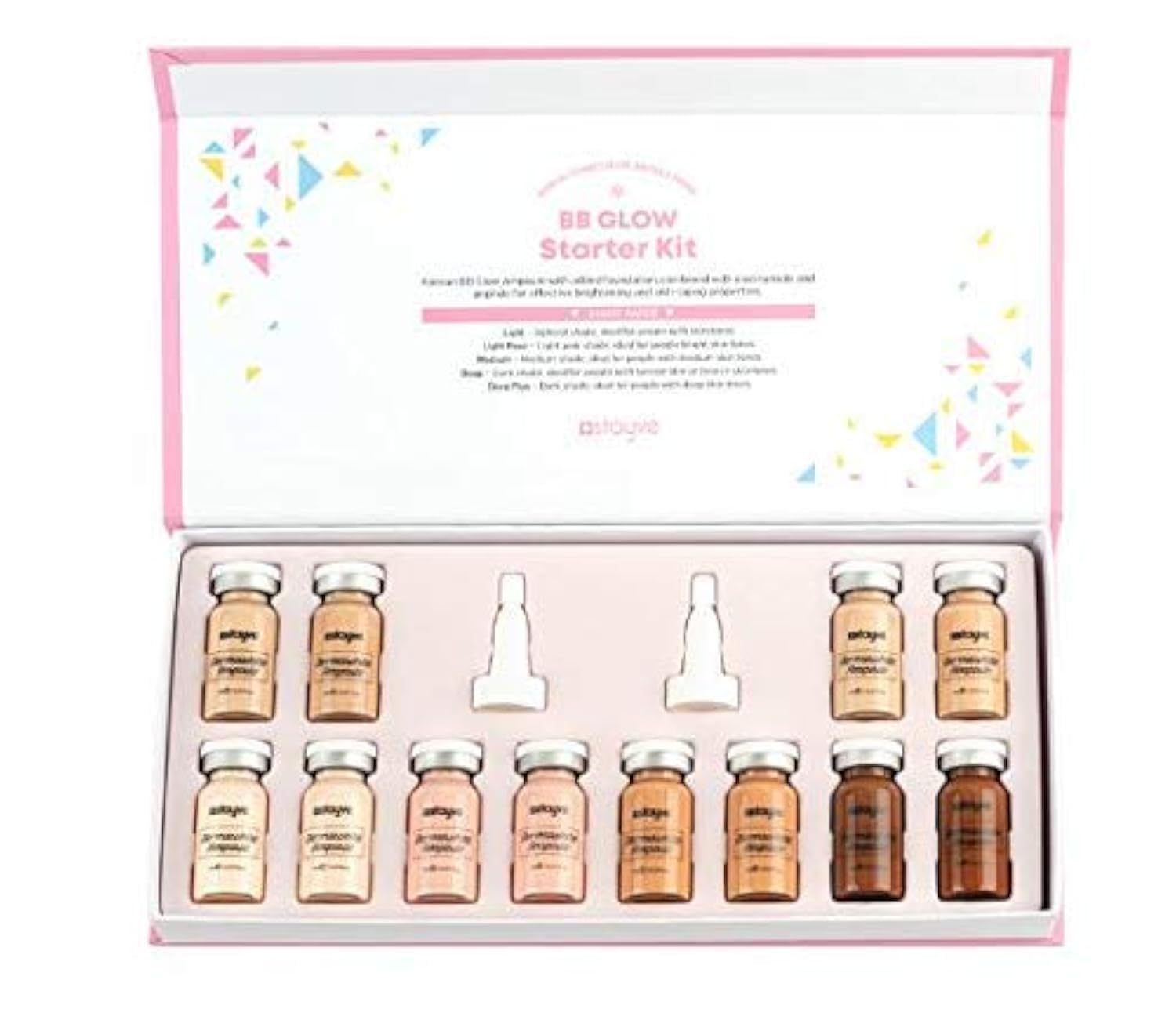 StayveBB Glow Starter Kit 12 ampoules glass glowing Skin - Smooth Skin-Lifting Effect – Even Skin Tone – Reductions of redness – Pore reduction – Reducing the dark circles - Brightening - Anti-aging