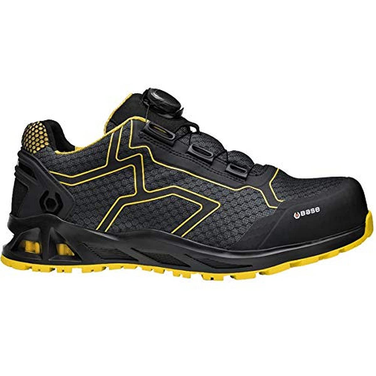 Base Protection K-Rush Scarpa Antinfortunistica con Sistema BOA, Nero/Giallo, Taglie 41
