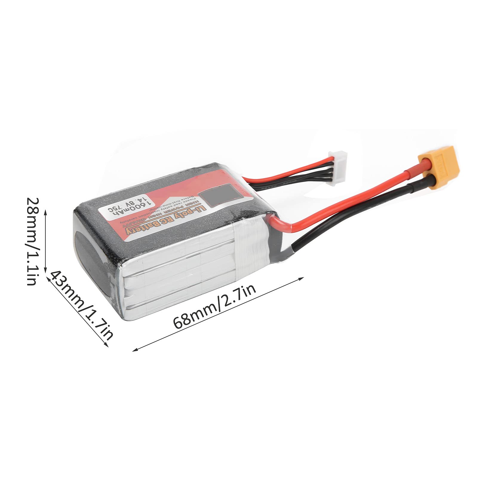 Batteria LiPO per barca per auto RC 14.8V 4S 1600mAh 75C XT60 per batterie per elicotteri Drone FPV