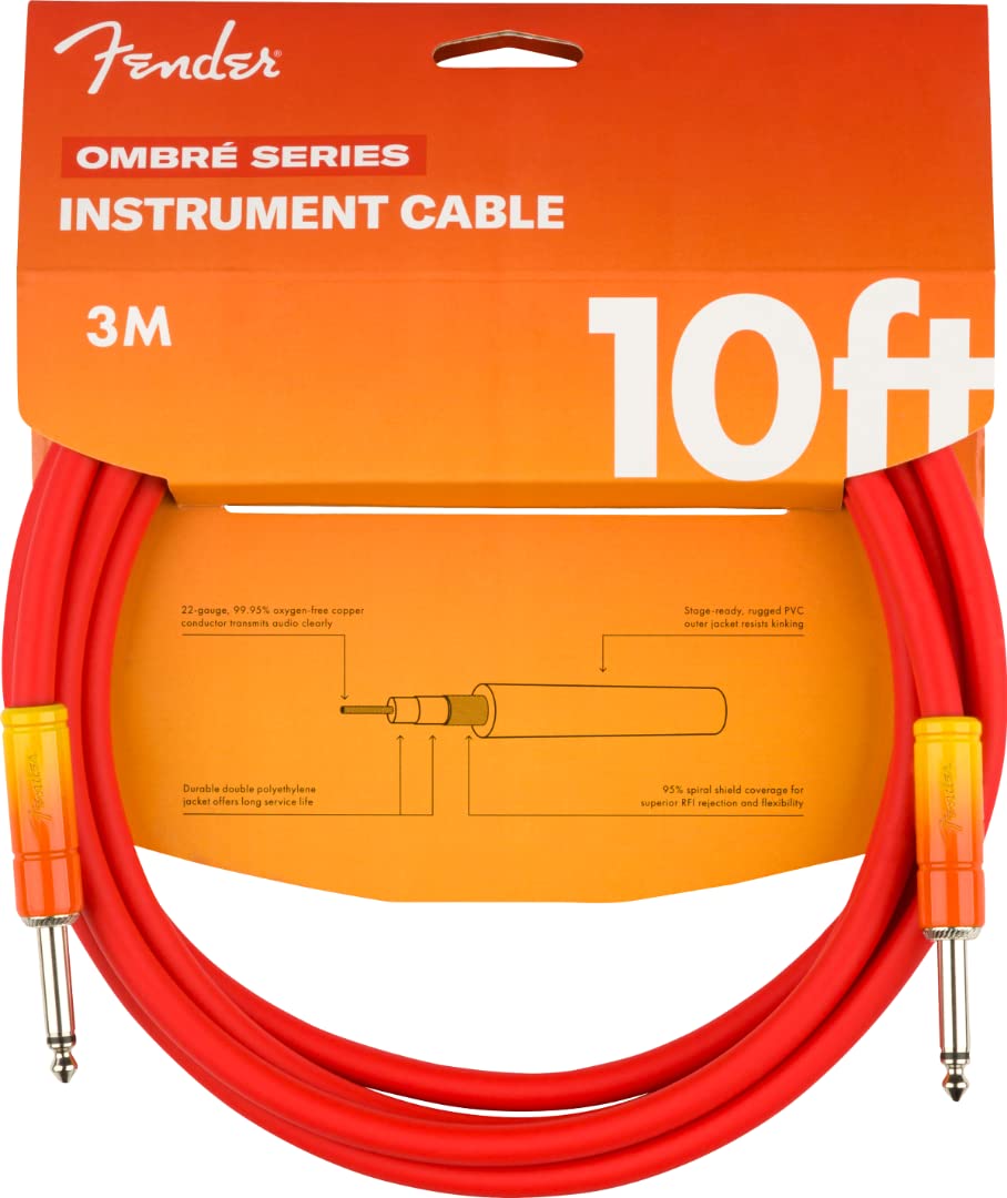 Fender® OMBRÉ Instrument Cable 3 m Straight Jack Tequila Sunrise