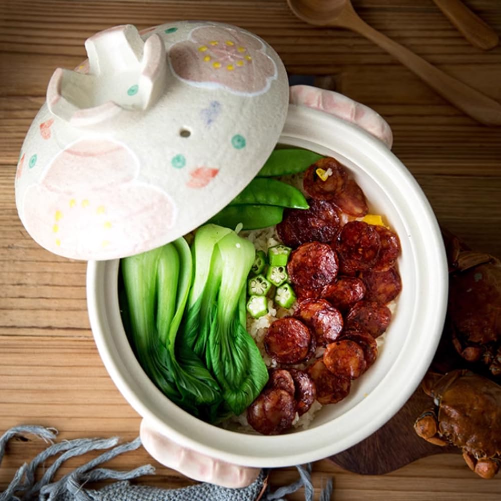 Casserole Di Camelia, Casseruola Giapponese Rotonda, Pentola Argillosa Fatta A Mano, Può Resistere A Grandi Differenze Di Temperatura, Vaso Di Stufato Di Consistenza Porosa,2.2l
