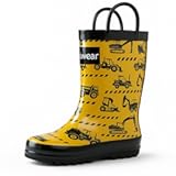 Toddler Rain Boots – Lightweight Waterproof Rubber Boots for Kids with Easy-On Handles – Durable Kids Outdoor Footwear