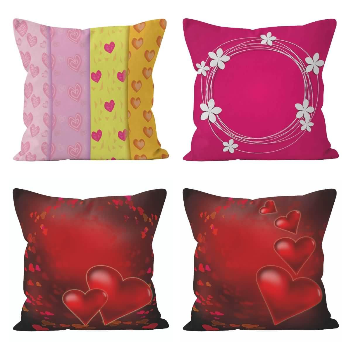 Housse de coussin en lin multicolore CEVAN 50x50 cm pour décoration de canapé d'angle (4 pièces)